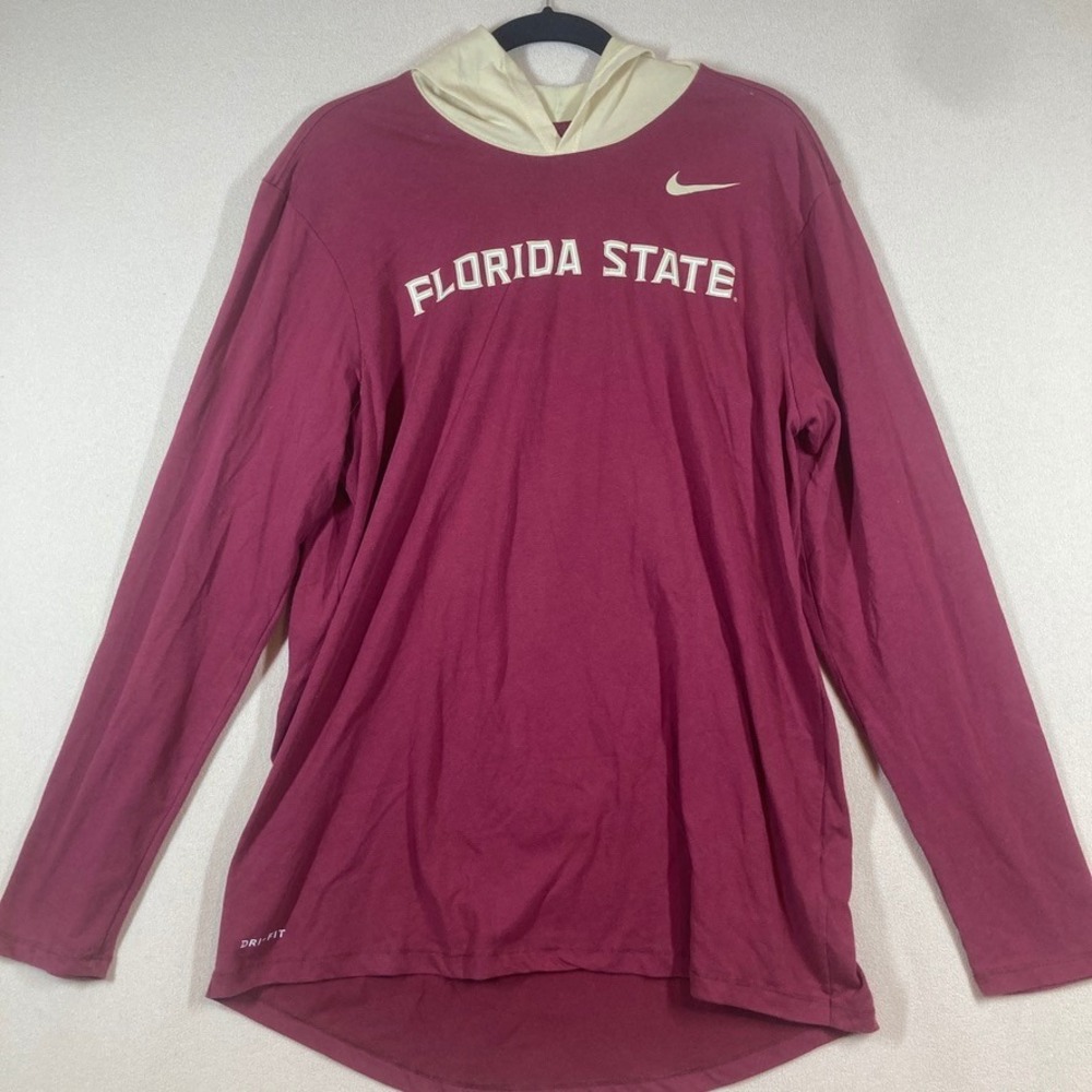 The Nike Tee Florida State Hooded Swoosh Shirt Men‎ Sz Large Dri-Fit Long Sleeve